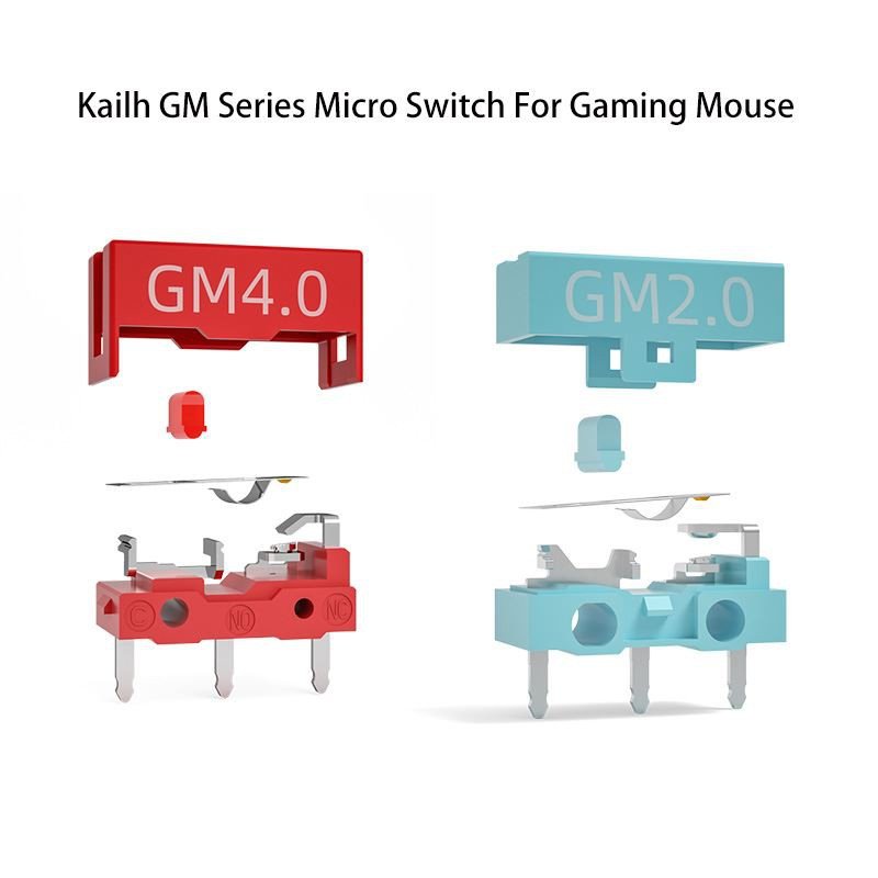 Kailh manufacturer illustration comparing teal GM 2.0 and red GM 4.0 switches